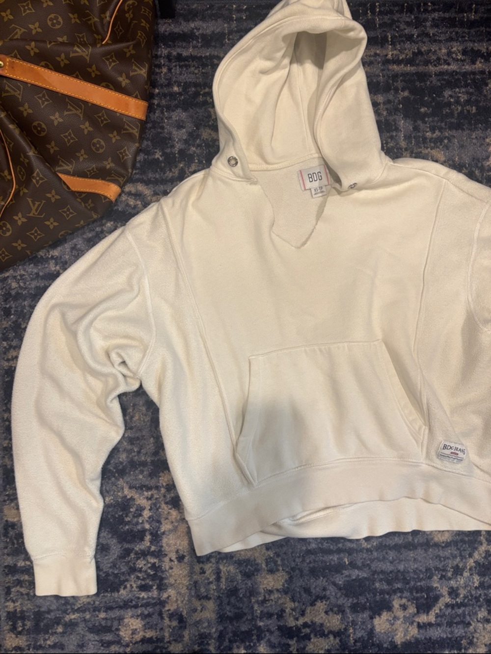 BDG Cream Hooded Kangaroo Pocket Pullover